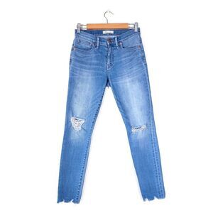 MADEWELL 9" Mid-Rise Skinny Jeans in Frankie Wash Torn-Knee Edition 27 Y2k 90s